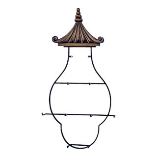 Late 20th-C. Gilt Pagoda Chinoiserie Plate / Leash / Hat / Key Rack For Sale