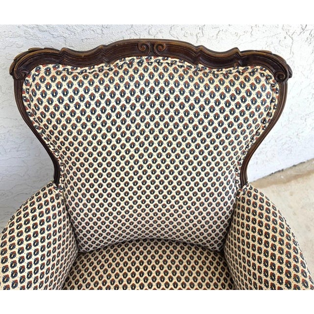 Pair of Antique French Provincial Louis XV Walnut Bergere Armchairs For Sale - Image 9 of 18