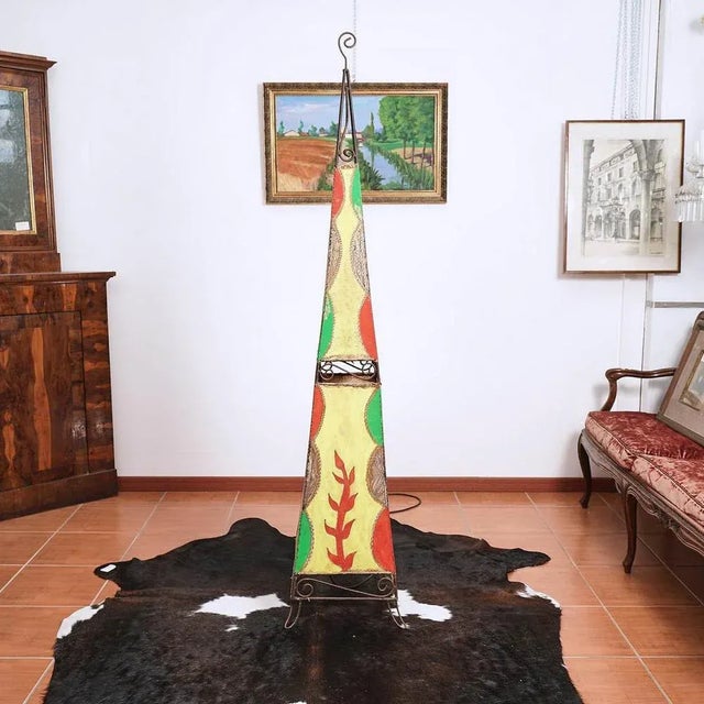 Vintage Leather and Iron Lamp For Sale - Image 6 of 6