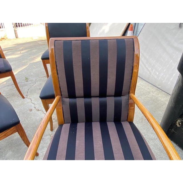 Vintage Maple Fabric Henredon "Triomphe" Dining Chair Set of 8 For Sale - Image 13 of 18