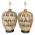 Vintage Boho Punch Cut Palm Frond Ceramic Table Lamps - a Pair For Sale