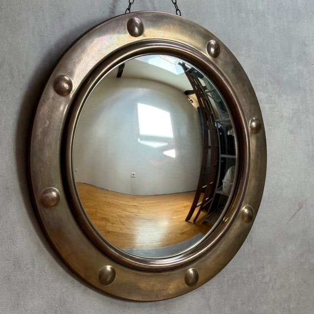 Vintage French Porthole-Style Witchs Mirror with Curved Glass, 1950s For Sale - Image 9 of 9