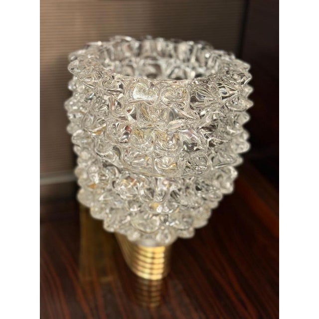 Glass Art Deco Brass-Mounted Rostrato Murano Glass Sconces from Barovier, 1940s, Set of 2 For Sale - Image 7 of 10