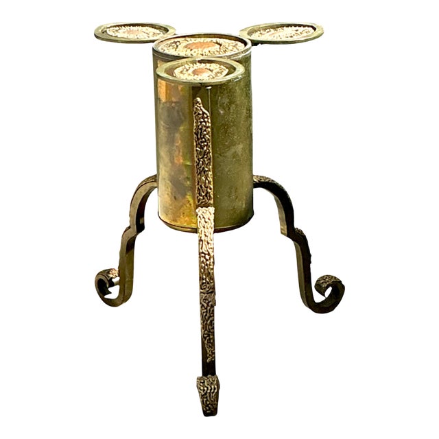 Vintage Sculptural Mixed Metal Table Pedestal For Sale