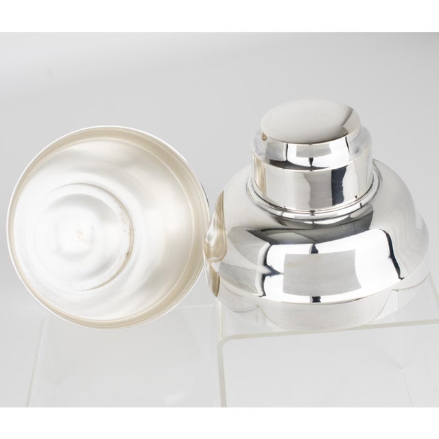 Metal Art Deco Silver Plate Cocktail Shaker by Silversmith Saint Medard Paris For Sale - Image 7 of 10