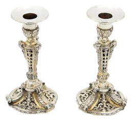 Silver Candlesticks with Openwork Cutouts, Set of 2