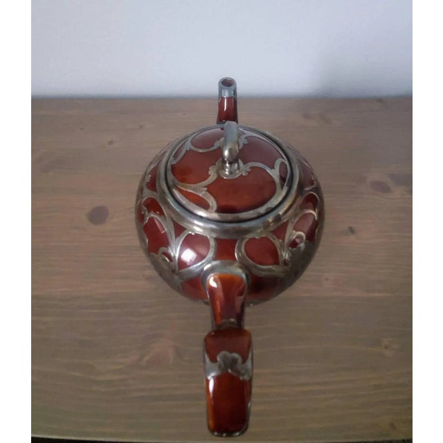 Antique Art Nouveau Lenox Silver Overlay Treacle Teapot For Sale In Dallas - Image 6 of 11
