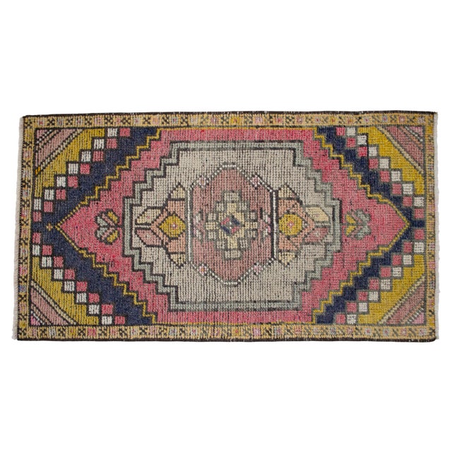 Textile Hand Knotted Door Mat, Entryway Rug, Bath Mat, Kitchen Decor, Small Rug, Turkish Rug - 1′8″ × 3′1″ For Sale - Image 7 of 15