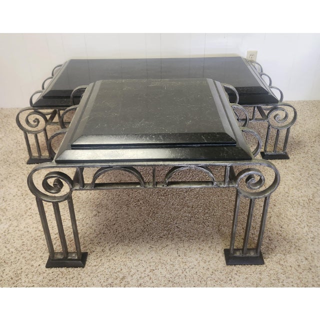 Late 20th Century French Art Deco Style Iron and Marble End Table For Sale - Image 13 of 13