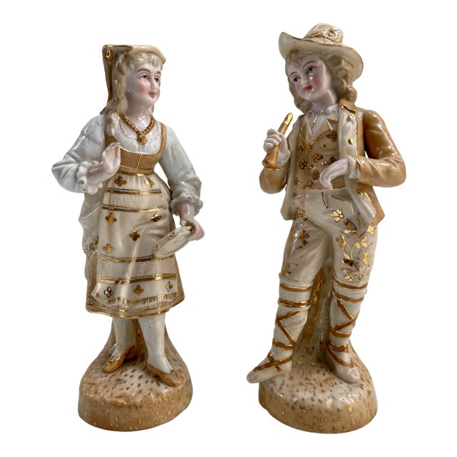 Antique Paris Porcelain Gilt Figurines - a Pair For Sale