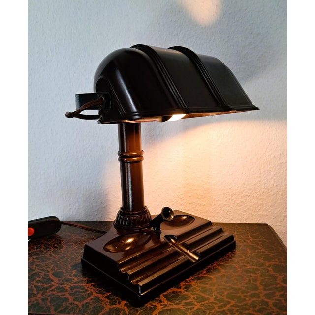 Vintage Art Deco Bankers Table Lamp, 1930s For Sale - Image 3 of 12