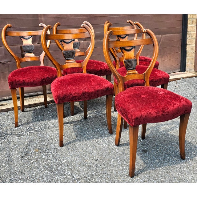 Wood Set of Six Austrian Biedermeier Side Chairs With Lyre Shaped Backs, Circa 1850s For Sale - Image 7 of 15