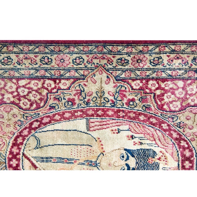 Portraiture Early 20th Century Persian Pictorial Lavar Kirman Rug For Sale - Image 3 of 15