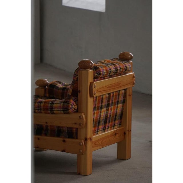 Swedish Modern Brutalist Lounge Chair in Pine, 1970s For Sale - Image 4 of 18