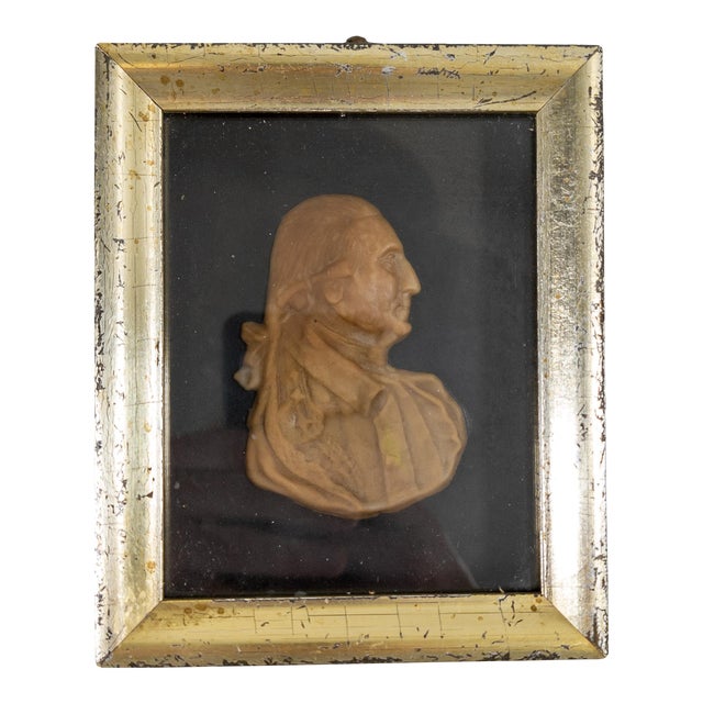 19th Century American Molded Wax Portrait of General George Washington For Sale