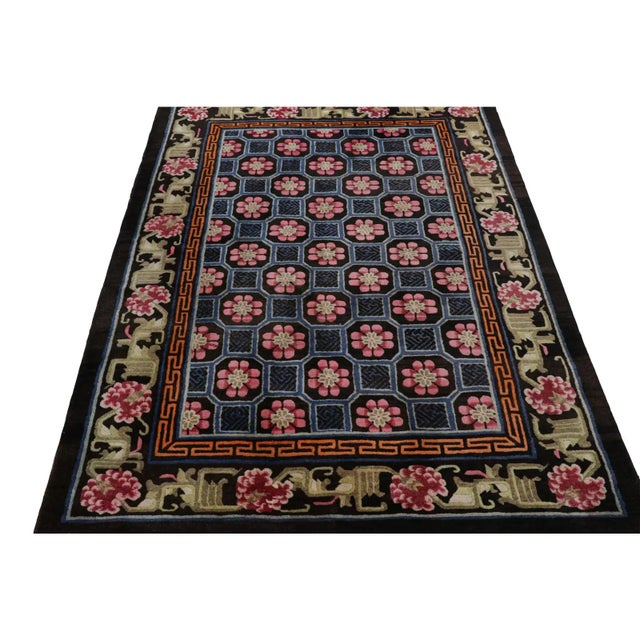 Chinese Antique Chinese Rug in Blue With Floral Medallions, From Rug & Kilim For Sale - Image 3 of 7
