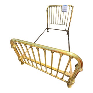 Antique Solid Brass Twin-and-a-Half Bed – Late 1800s For Sale