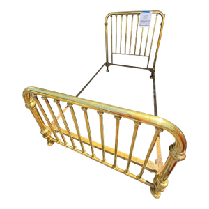 Antique Solid Brass Twin-and-a-Half Bed – Late 1800s