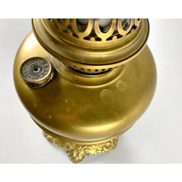 Gold Vintage Oil Table Lamp in Brass from Lempereur & Bernard, Belgium For Sale - Image 8 of 10