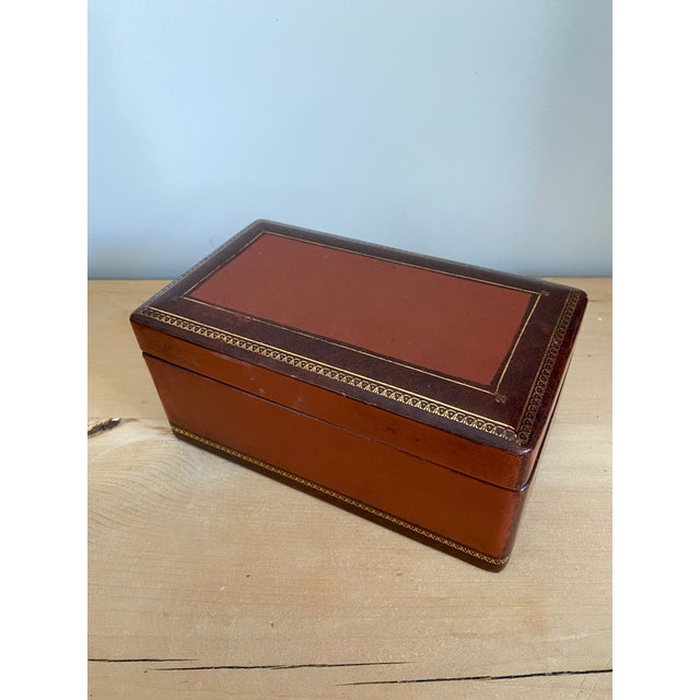 Brick Red Mid 20th Century Red Leather Humidor Box For Sale - Image 8 of 8