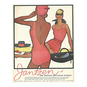 1958 Mid-Century Bathing Suit Fashion Advertisement Print by Gruau