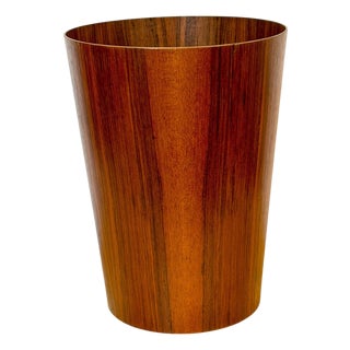 Oversized Swedish Modern Figured Rosewood Wastebasket Sweden, circa 1960s For Sale
