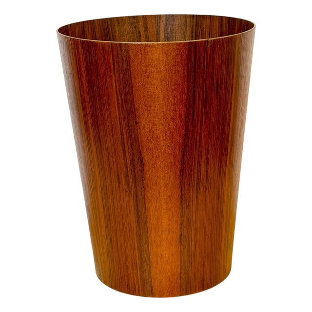 Oversized Swedish Modern Figured Rosewood Wastebasket Sweden, circa 1960s For Sale
