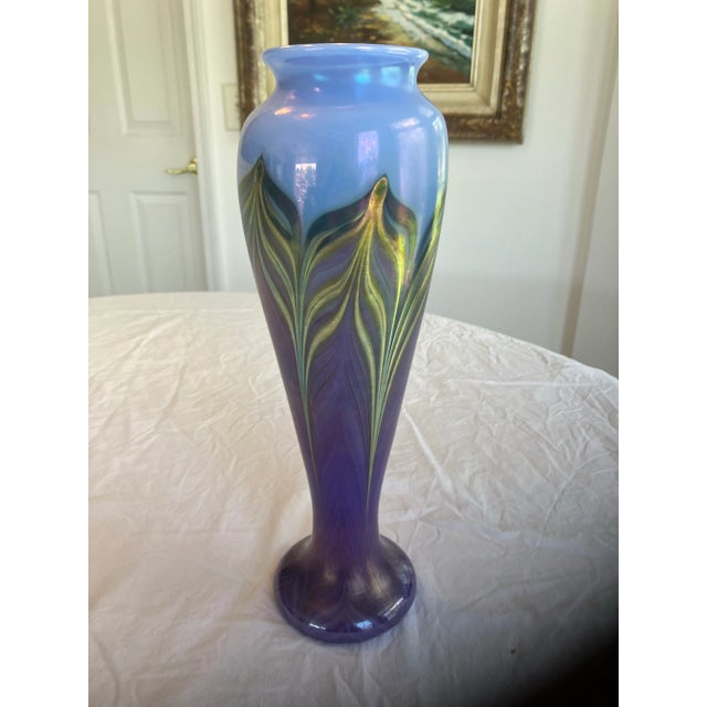 1980s Zellique Studios Signed Tall Vase For Sale - Image 11 of 12