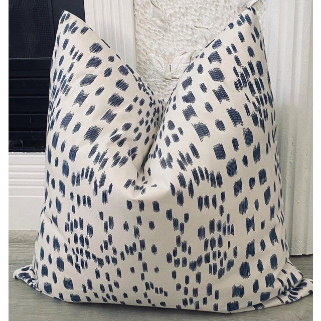 Blue Two-Sided Abstract Animal Print 20" Down Pillows - a Pair For Sale - Image 4 of 5