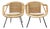 Mid-Century Modern Rattan & Wrought Iron Basket Hoop Chairs (Pair) For Sale