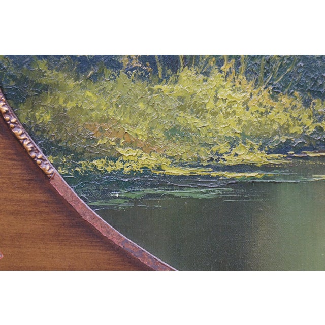 Late 20th Century Griselda Gil De La Torre Impressionist Forest River Landscape Oil Painting 34" For Sale - Image 9 of 12