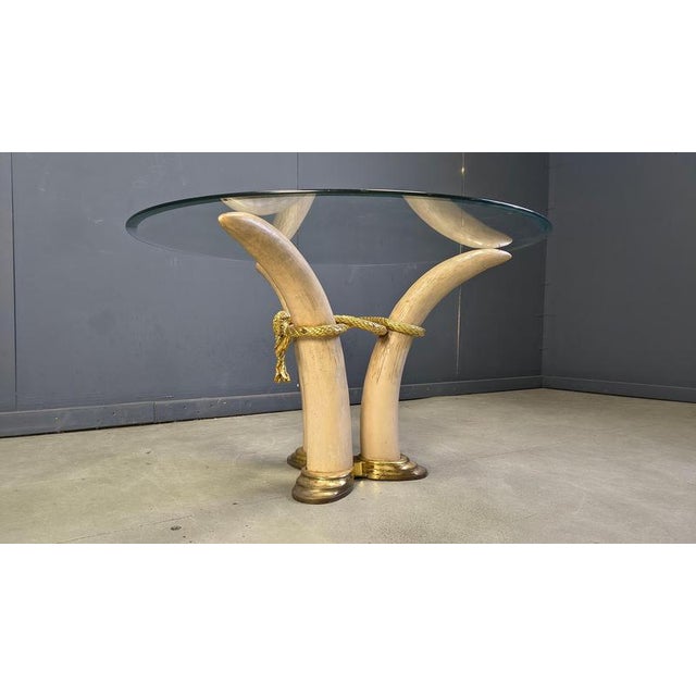 Vintage Faux Tusk Center or Side Table in the style of Valenti, 1970s For Sale - Image 4 of 11