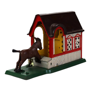 Vintage Copy of James D. Capron Collection Mechanical Bank, Mule & Barn, 20thC