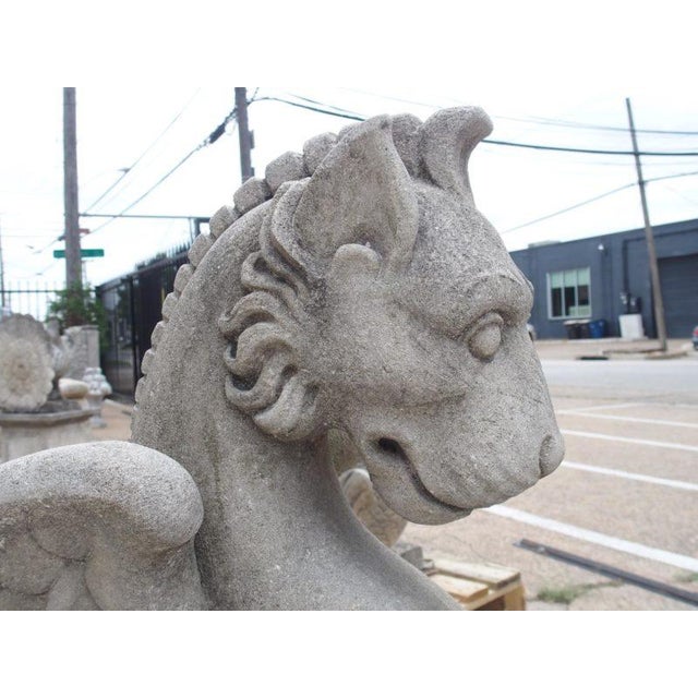 Pair of Carved Limestone Gargoyle Statues Chairish