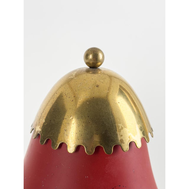 Red Danish Modern Brass and Red Lacquered Table Lamp, Denmark, 1950s For Sale - Image 8 of 9