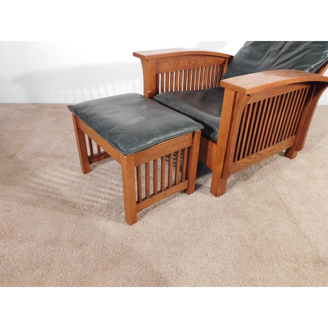 Kimball Antique Style Mission Prairie Arts & Crafts Oak Morris Chair & Ottoman For Sale - Image 18 of 18