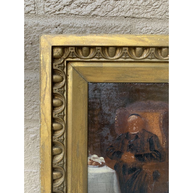 Victorian Antique Hand Painted Framed Oil on Canvas of a Priest, Late 19th Century For Sale - Image 3 of 8