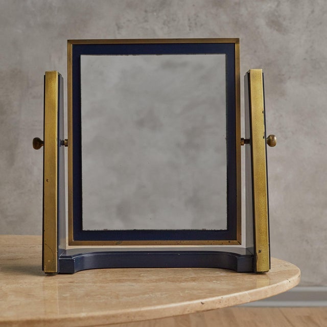 Italian Modernist Metal + Brass Vanity Mirror, 1960s For Sale - Image 4 of 10
