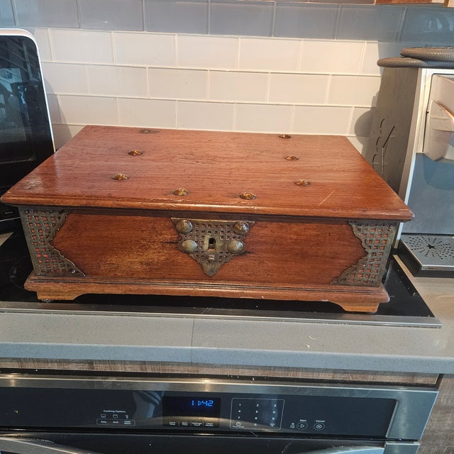 Large 18th Century Portuguese Colonial Padouk Wood Writing Desk sold as found showing wear commensurate with age showing...
