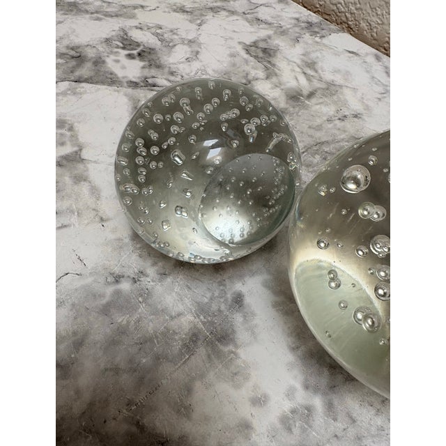 Vintage Bubble Glass Sphere Paperweights- Set of Two For Sale - Image 4 of 7