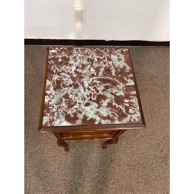 Early 20th Century French Marble Top Nightstand With Marble Interior For Sale - Image 11 of 13