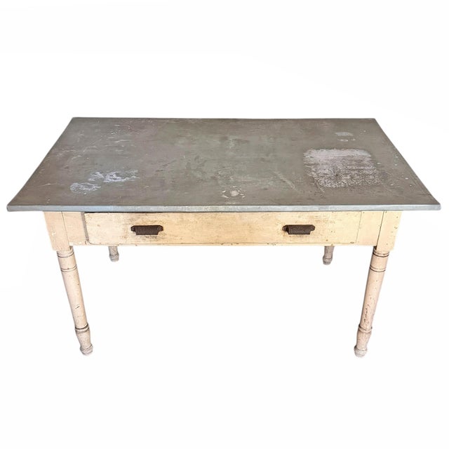 Shabby Chic Late 19th Century Zinc-Top Garden Table For Sale - Image 3 of 13