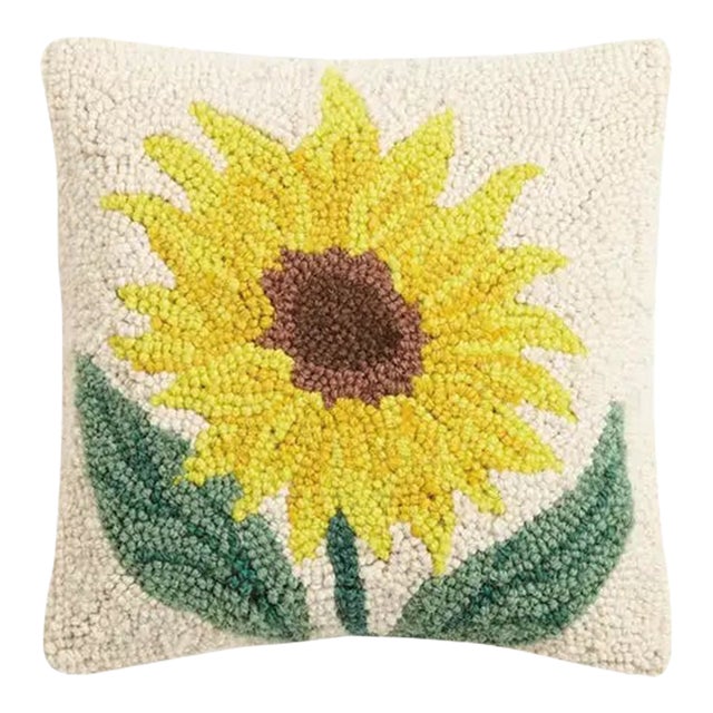 Sunflower Hook Pillow, 10" x 10" For Sale