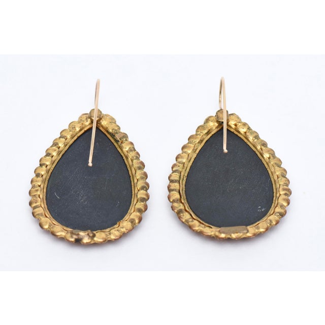 Gemstone Vintage Inlay Agate, Quartz, Garnets Pierced Dangle Earrings , 1950's Pair Of For Sale - Image 7 of 8