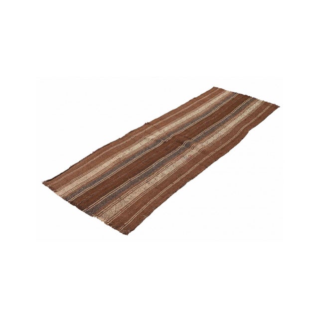 Mid-Century Modern Striped Vintage Brown Kilim Runner - 2`6″ X 6`9″ Ft. For Sale - Image 3 of 6