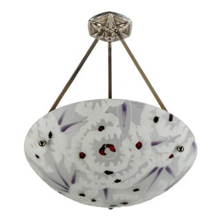 French Art Deco Pendant Light by Maxonade - 1930 Chandelier France For Sale