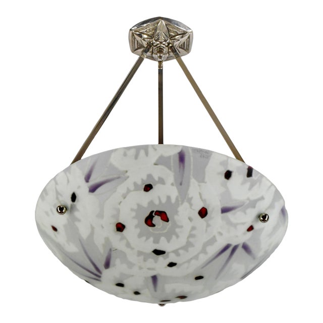 French Art Deco Pendant Light by Maxonade - 1930 Chandelier France For Sale