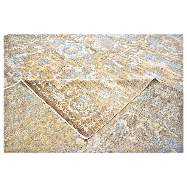 Early 21st Century Persian Sultanabad Masters Collection 12x15 Taupe, Blue & Ivory Handmade Area Rug #1141349 For Sale - Image 5 of 6