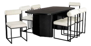 Milo Dining Set for 6 in White, 7 piece set