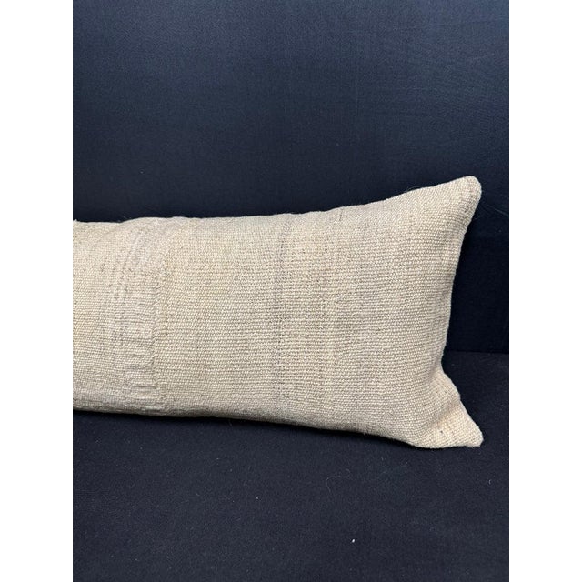 Turkish Hemp Pillow Cushion Natural Beige Cushion Cover 12"x46" For Sale - Image 4 of 4